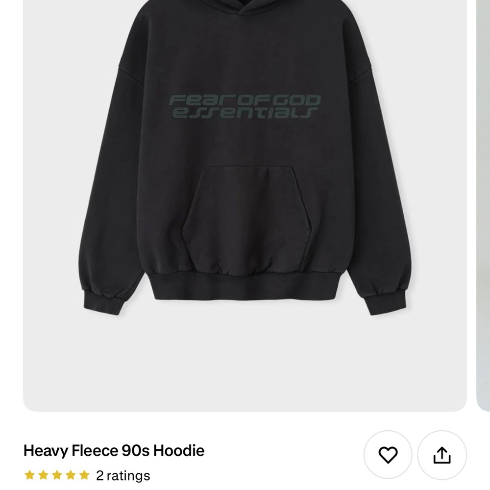 Fear of God Black Heavy Fleece 90s Hoodie
